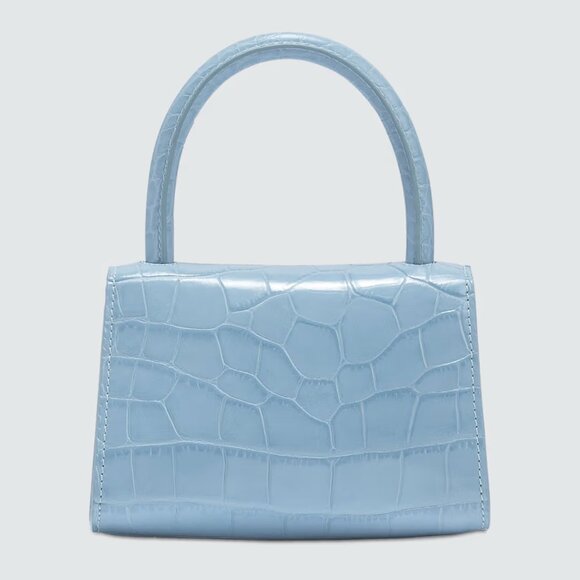 BY FAR Mini Croc-Embossed Leather Top Handle Bag (Sky Blue) - Picture 7 of 8